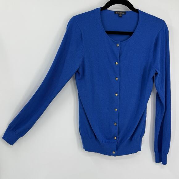 Brooks Brothers Cardigan Sweater Royal Blue Cotton Tiny Buttons M - Picture 7 of 7